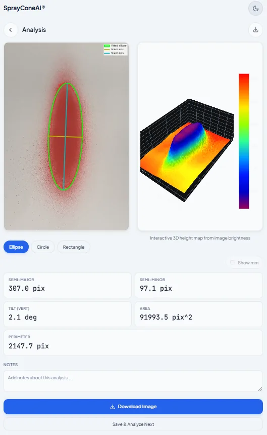 SprayConeAI – AI-Assisted Spray Pattern Analysis
