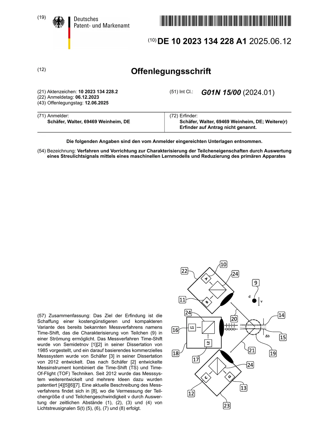 First page of the published application DE 10 2023 134 228 A1