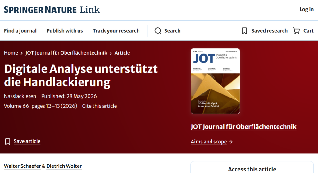 JOT 2026 – Digitale Analyse unterstützt die Handlackierung